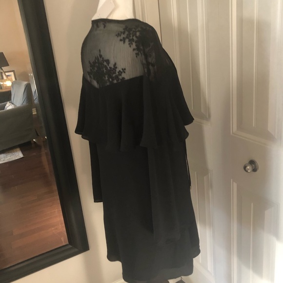 BLACK RUFFLE LACE ORGANZA SWING DRESS SIZE MED - Picture 9 of 14